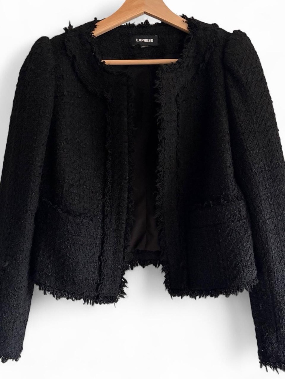 Express Black Tweed Skirt Set with blazer size small - Picture 2 of 8